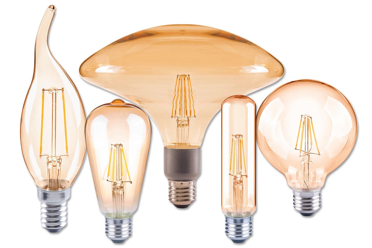 Cinq ampoules rétro de formes différentes