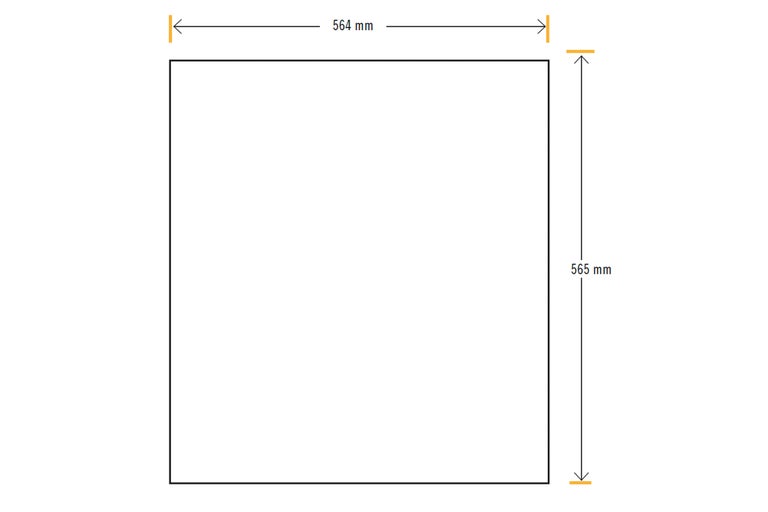 Produktabmessungen: 564 mm breit, 565 mm hoch