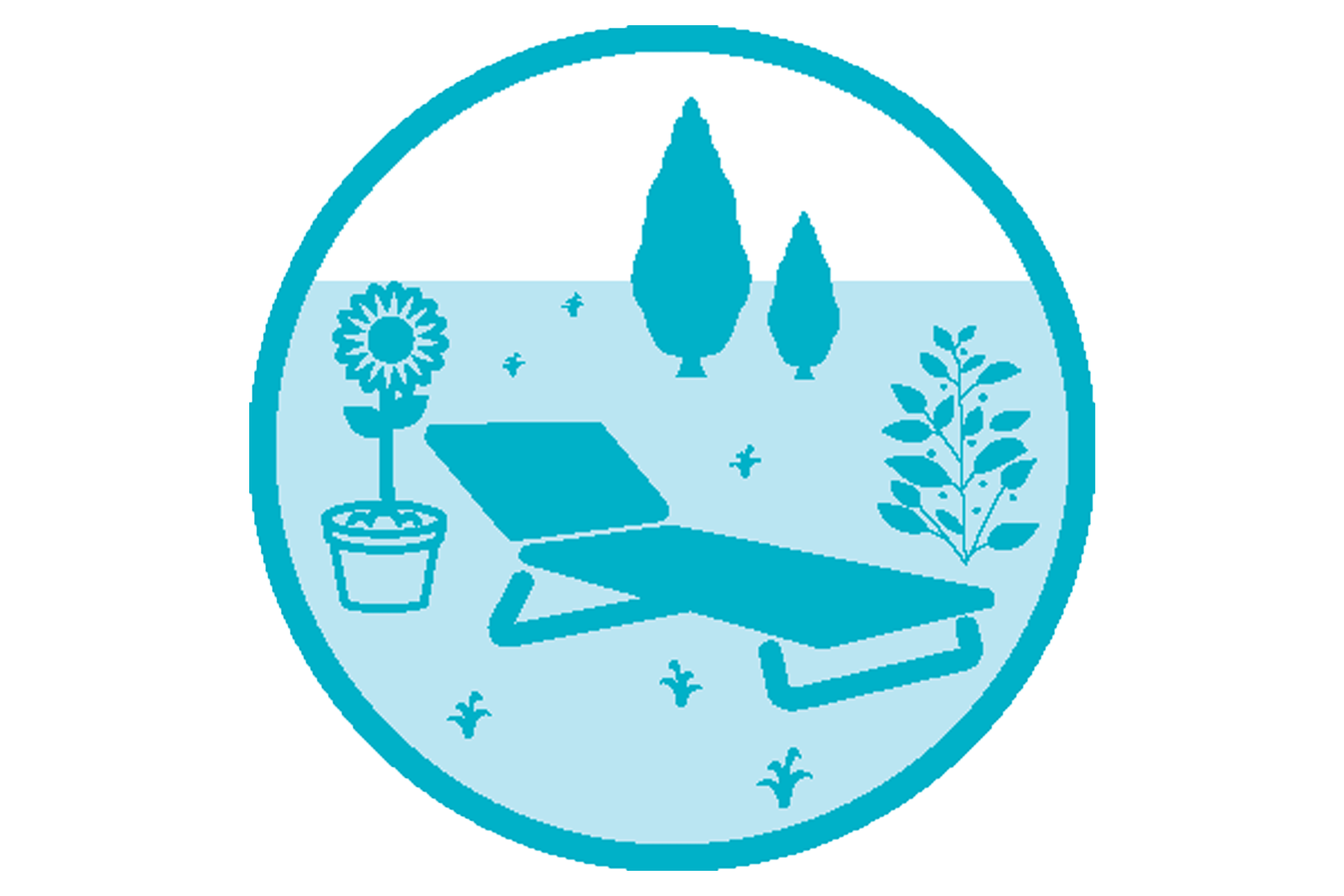 Symbol für Garten, Pflanzen und Liegestuhl