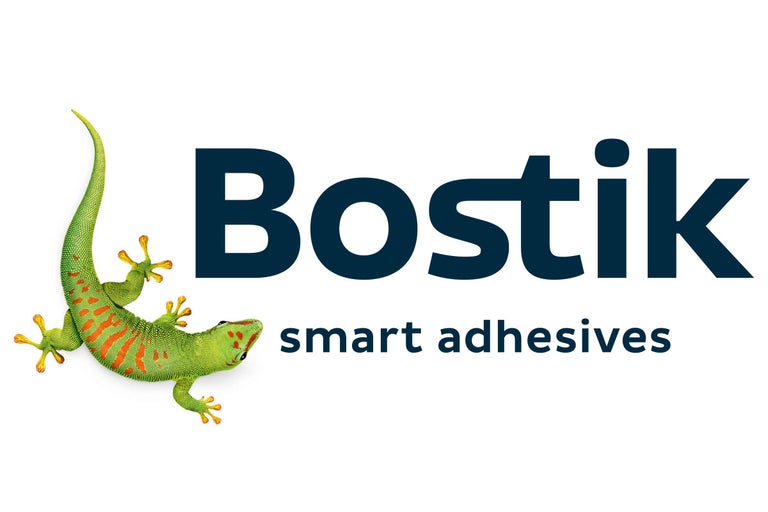 Bostik Logo mit einem Gecko, einem Symbol für Haftung