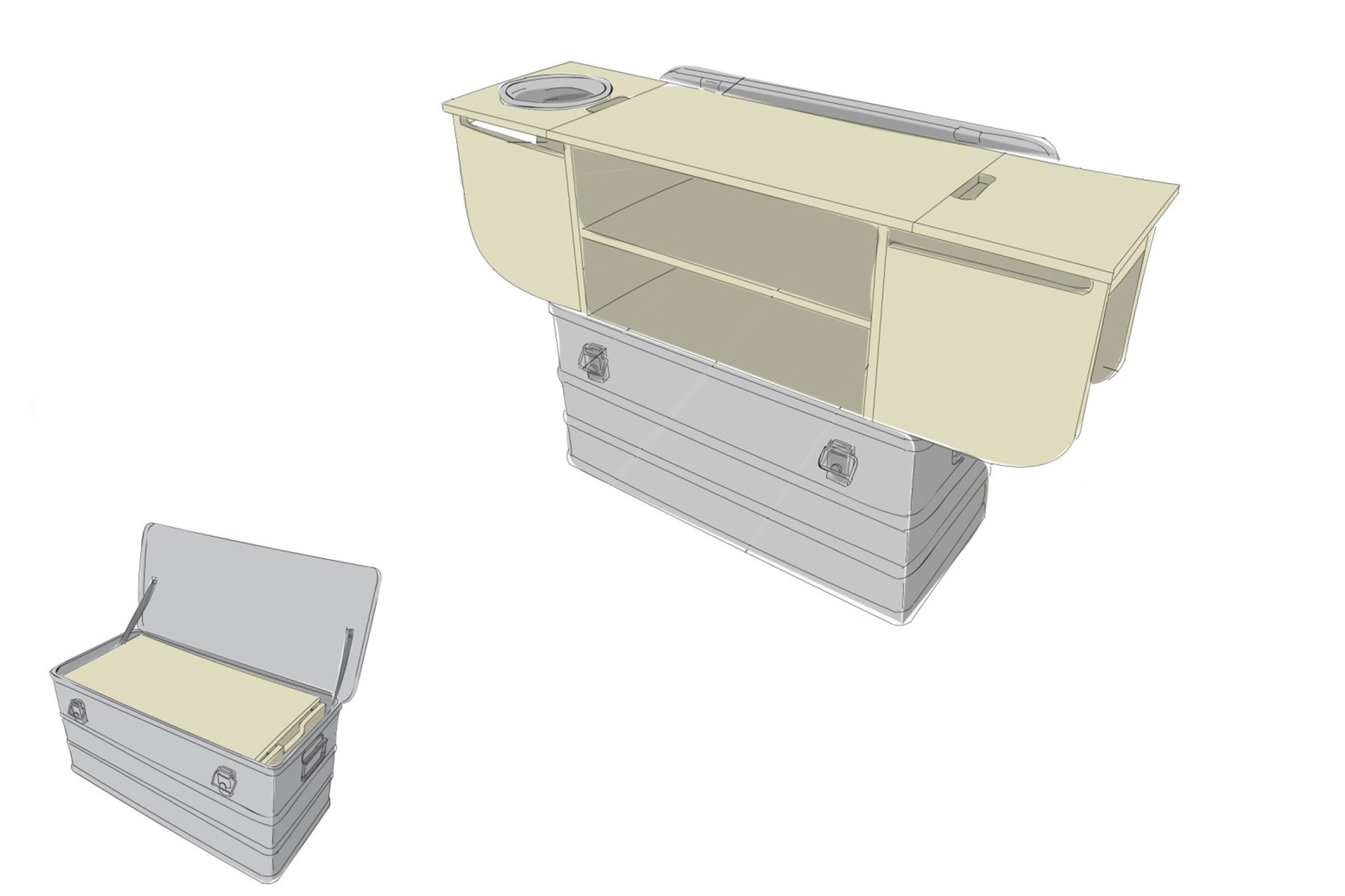 Boîte en aluminium avec fixation pour cuisine de camping
