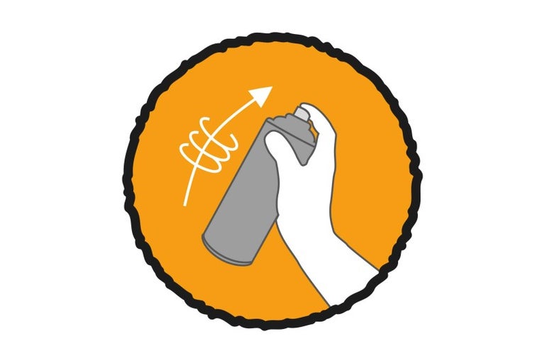 Symbol: Sprühdose schütteln
