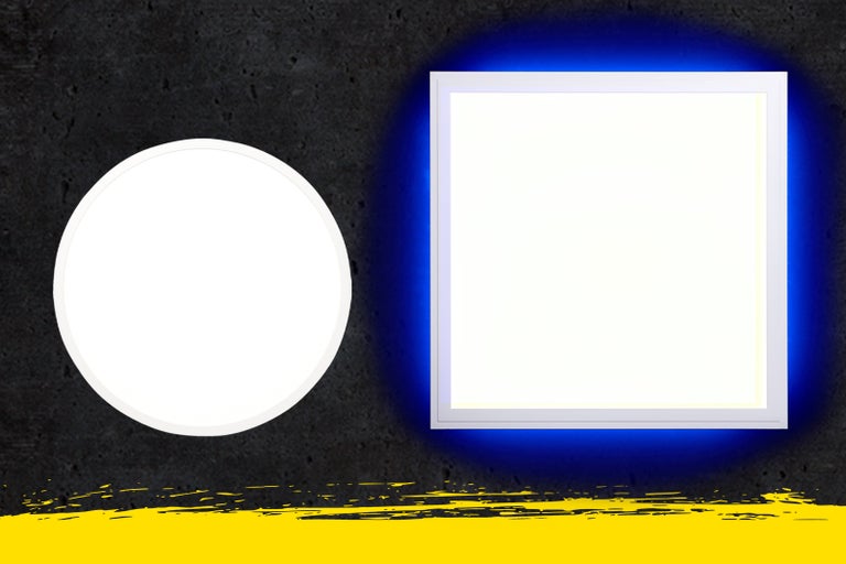 Runde und quadratische LED-Panels für die Deckenmontage