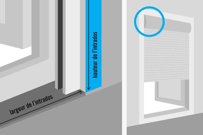 Illustration de la mesure de la hauteur et de la largeur de la fenêtre pour l'installation d'un store enrouleur