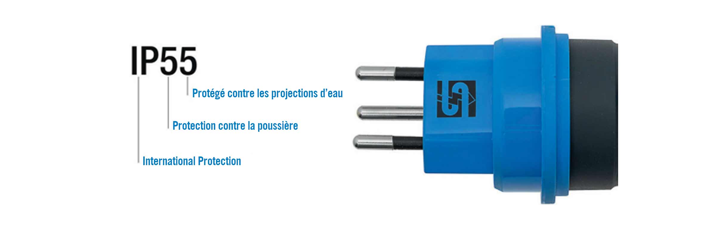 Indice de protection IP55 contre les jets d'eau et la poussière