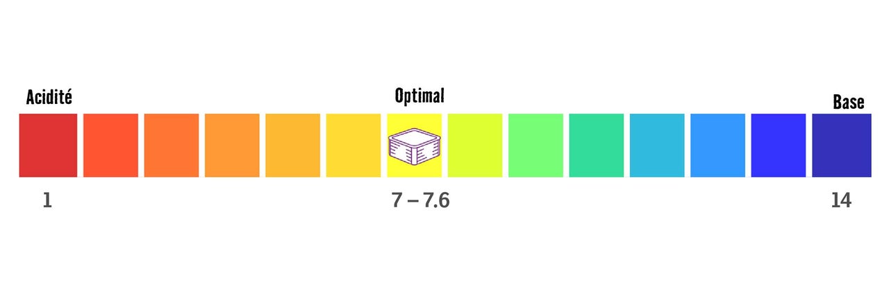 Diagramme illustrant le pH optimal de 7 à 7,6