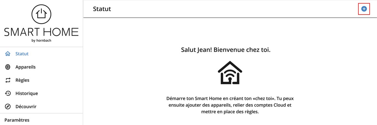 Vue d'état de l'application Hornbach Smart Home