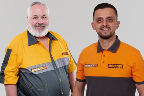 Deux collaborateurs Hornbach en vêtements de travail