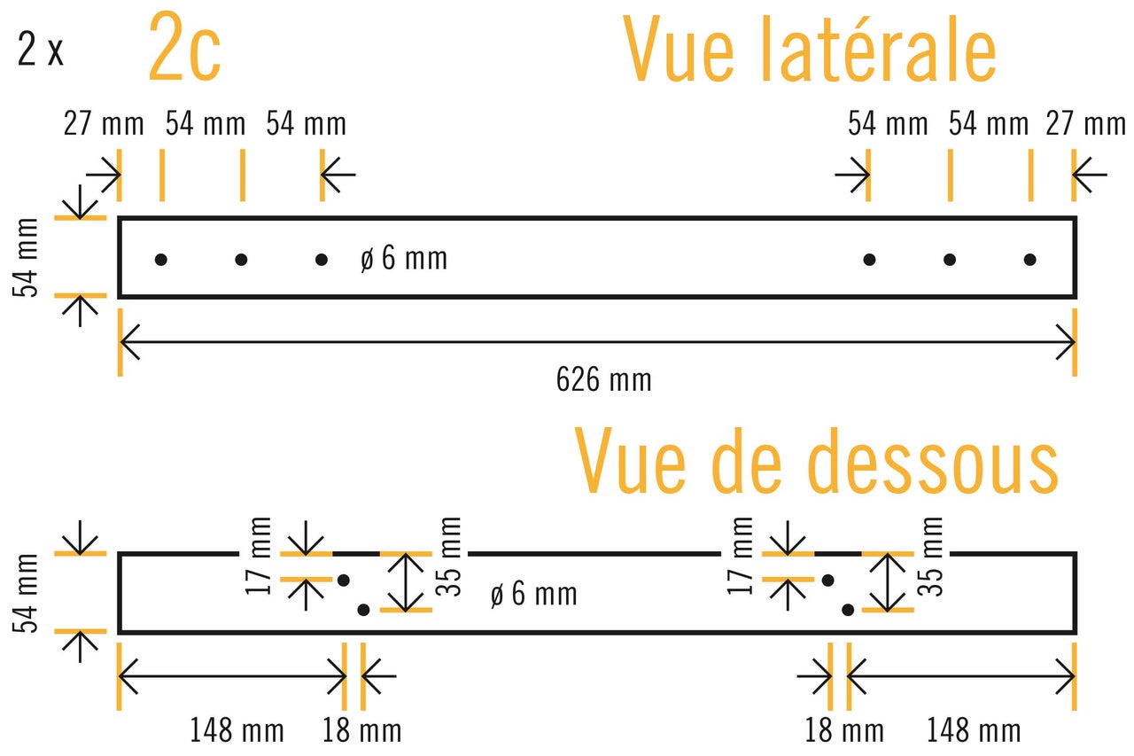 Dessin technique avec indications de dimension