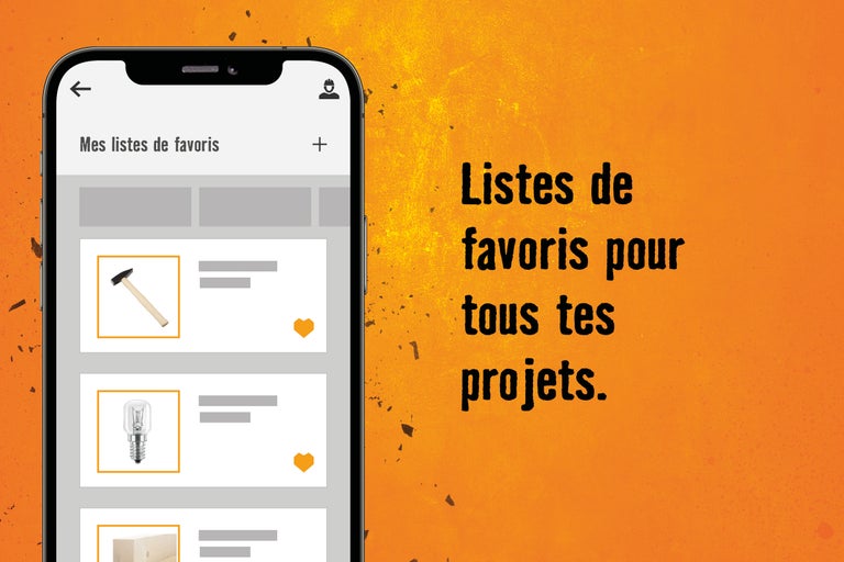 Affichage smartphone de la liste de favoris pour tous les projets