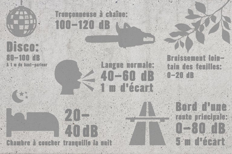 Représentation de différents niveaux sonores à titre de comparaison