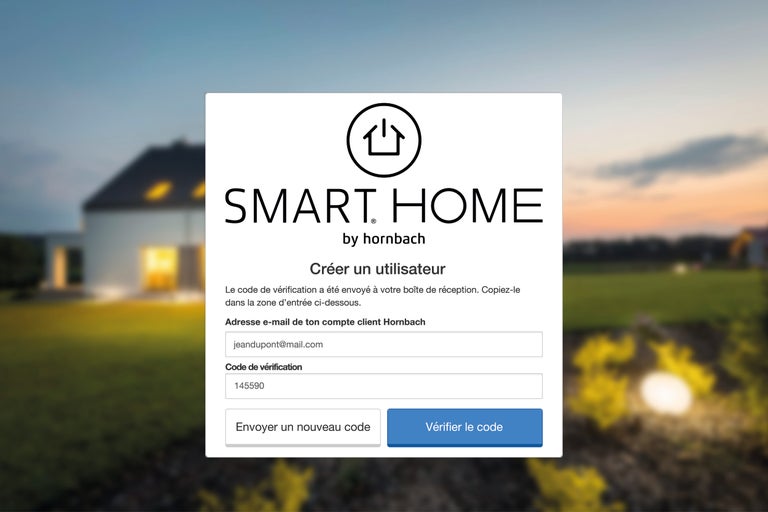 Boîte de dialogue Créer un utilisateur Hornbach Smart Home