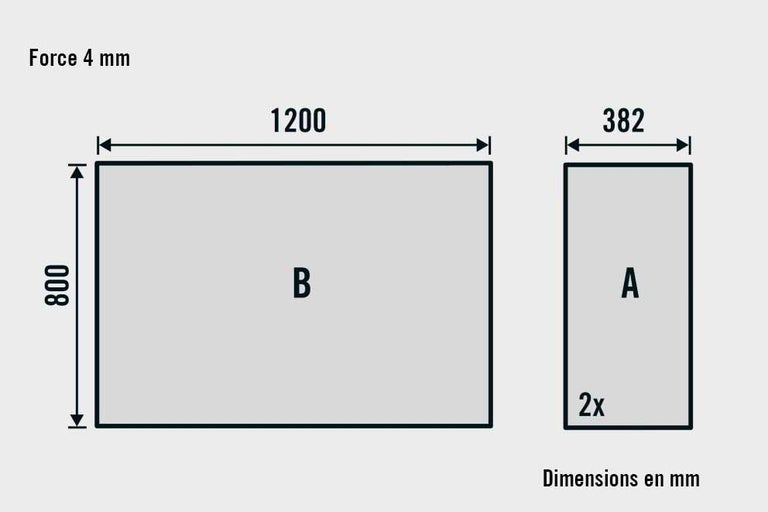 Illustration des dimensions du produit en millimètres
