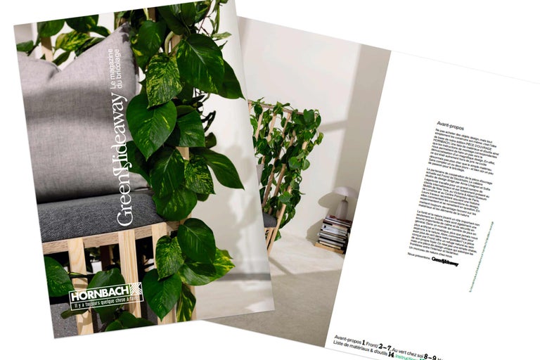 Magazine Green Hideaway pour bricoleurs avec le logo Hornbach