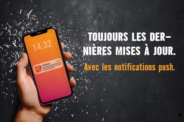 Smartphone avec application Hornbach et notifications push