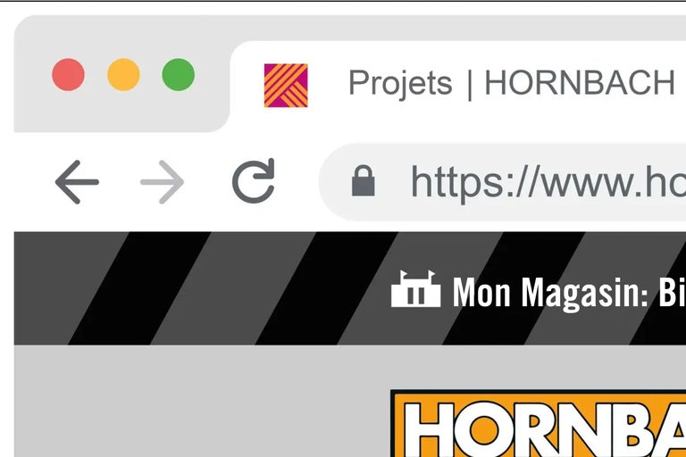 Site web Hornbach dans un navigateur