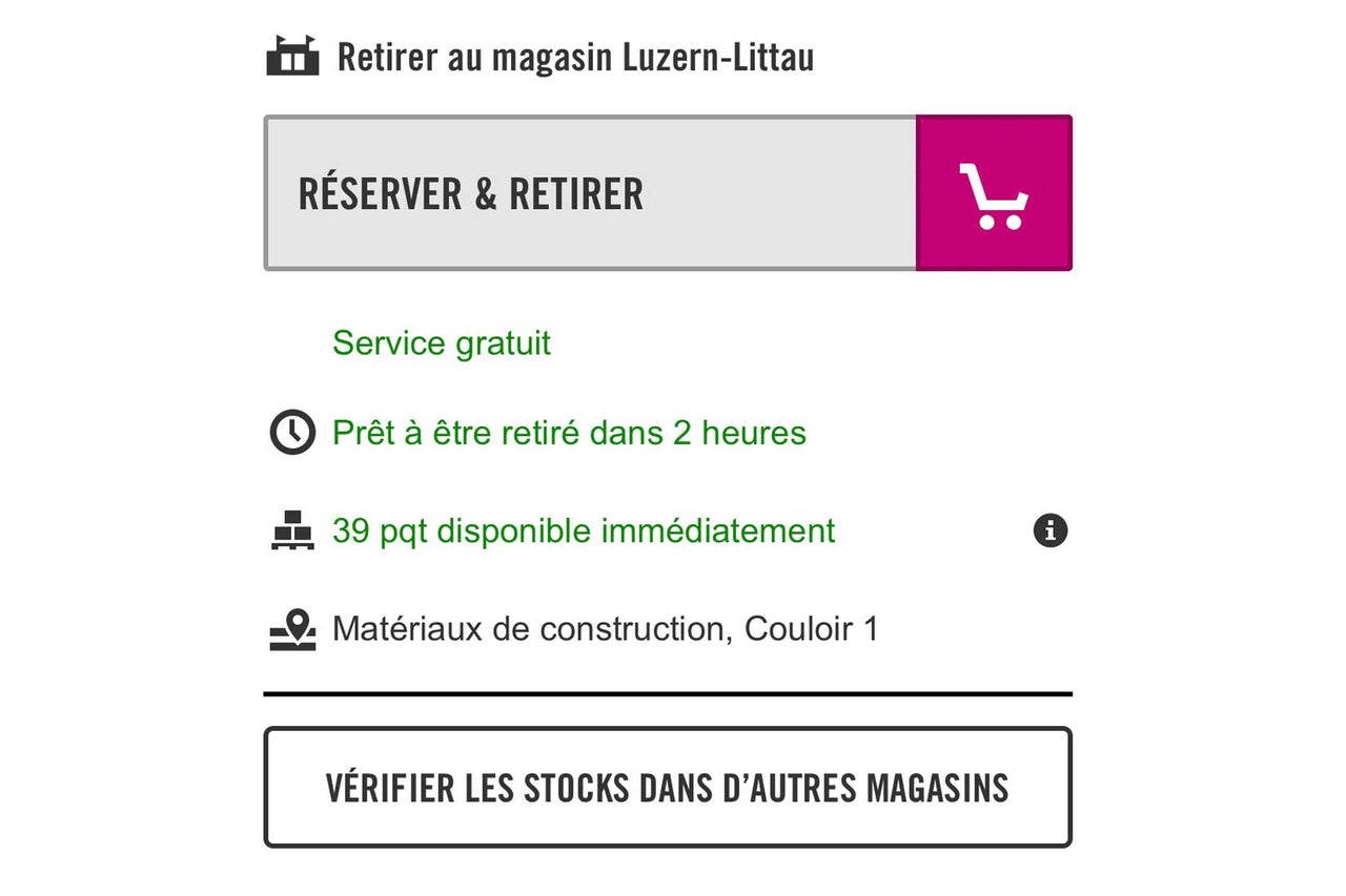 Informations sur le service de réservation et de retrait