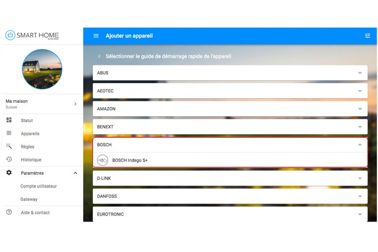 Application smartphone pour la sélection d'appareils
