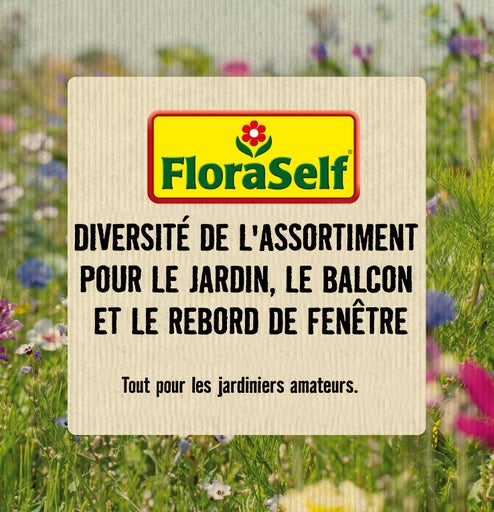 Logo FloraSelf. Diversité de l'assortiment pour le jardin, le balcon et le rebord de fenêtre