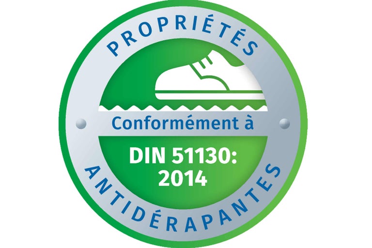 Symbole pour les propriétés antidérapantes selon la norme DIN 51130: 2014