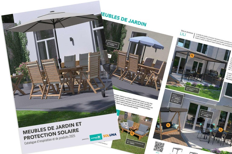 Page de titre du catalogue de mobilier de jardin et de protection solaire de Hornbach
