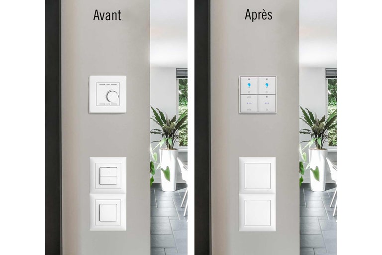 Comparaison avant après des interrupteurs