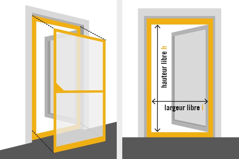 Illustration d'une porte anti-insectes avec dimensions