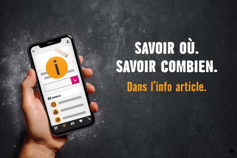 Smartphone avec l'affichage de l'application Hornbach