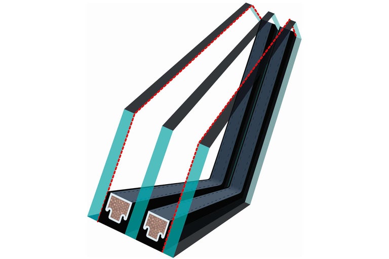 Querschnitt einer Dreifachverglasung
