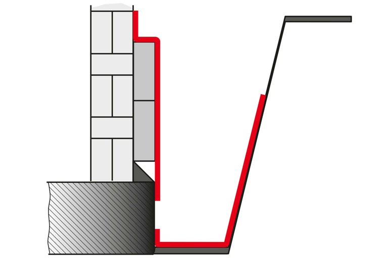 Schéma d'une étanchéité de bâtiment avec maçonnerie