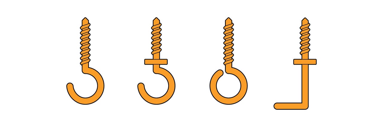 Verschiedene Schraubhaken und Winkelhaken