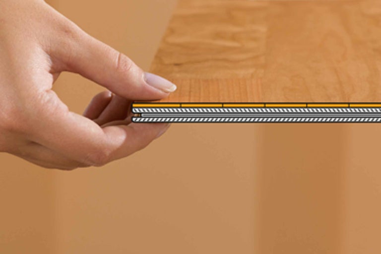 Arbeitsplatte mit Kante und Hand