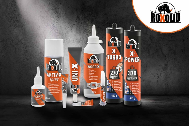 Diverses colles et sprays Roxolid pour le bois et le montage