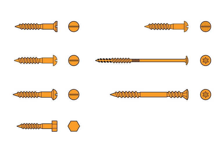 Différents types de vis avec différentes formes de tête.