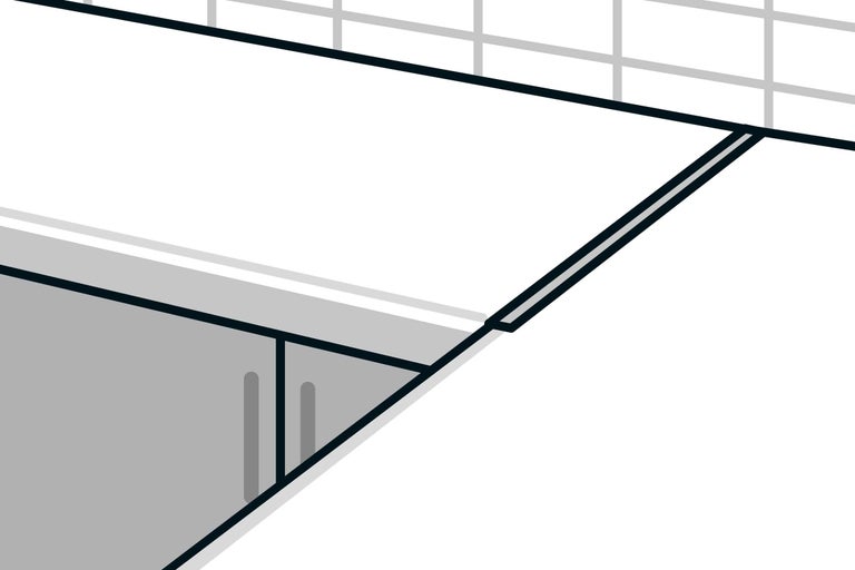 Illustration eines Badezimmers mit Badmöbeln und Fliesen