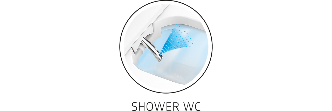 Detailaufnahme einer Duschtoilette mit Wasserstrahl