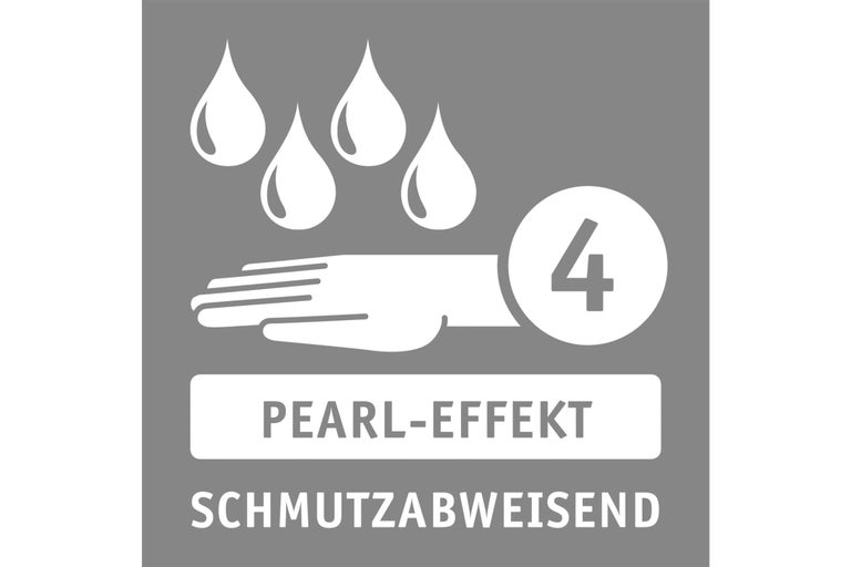 Symbol für wasserabweisend, Lotuseffekt, Schmutzabweisend, Abriebfestigkeit Klasse 4