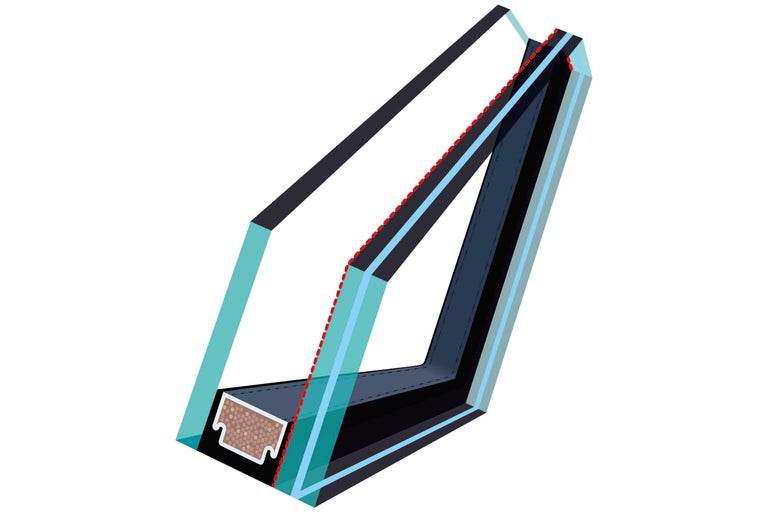 Schnittansicht einer Fensterverglasung