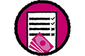 Symbole pour la planification budgétaire avec liste de contrôle et billets de banque
