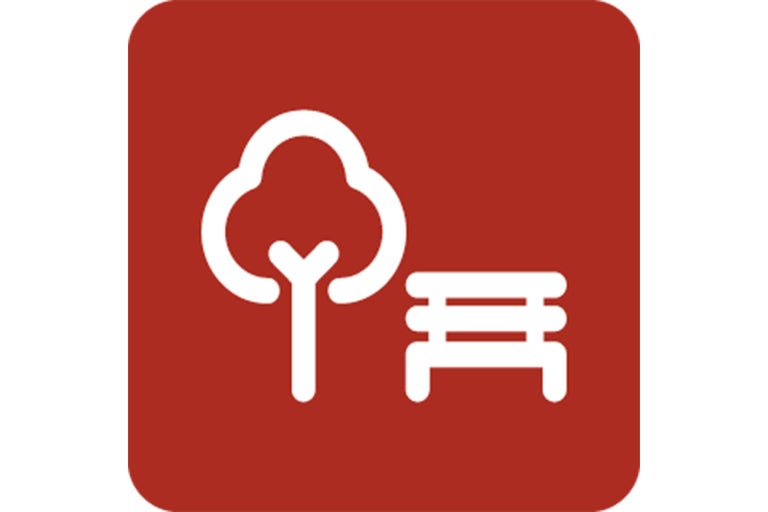 Symbol für öffentliche Grünfläche mit Baum und Bank