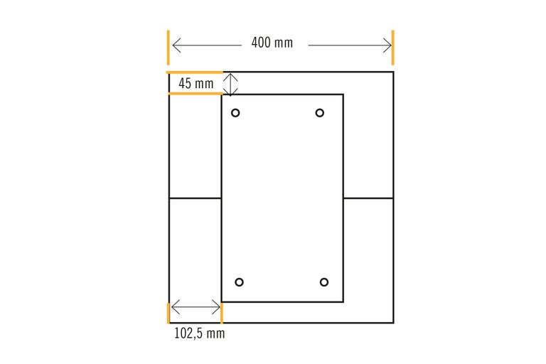 Dessin technique avec indications de dimensions : 400 mm, 45 mm et 102,5 mm.