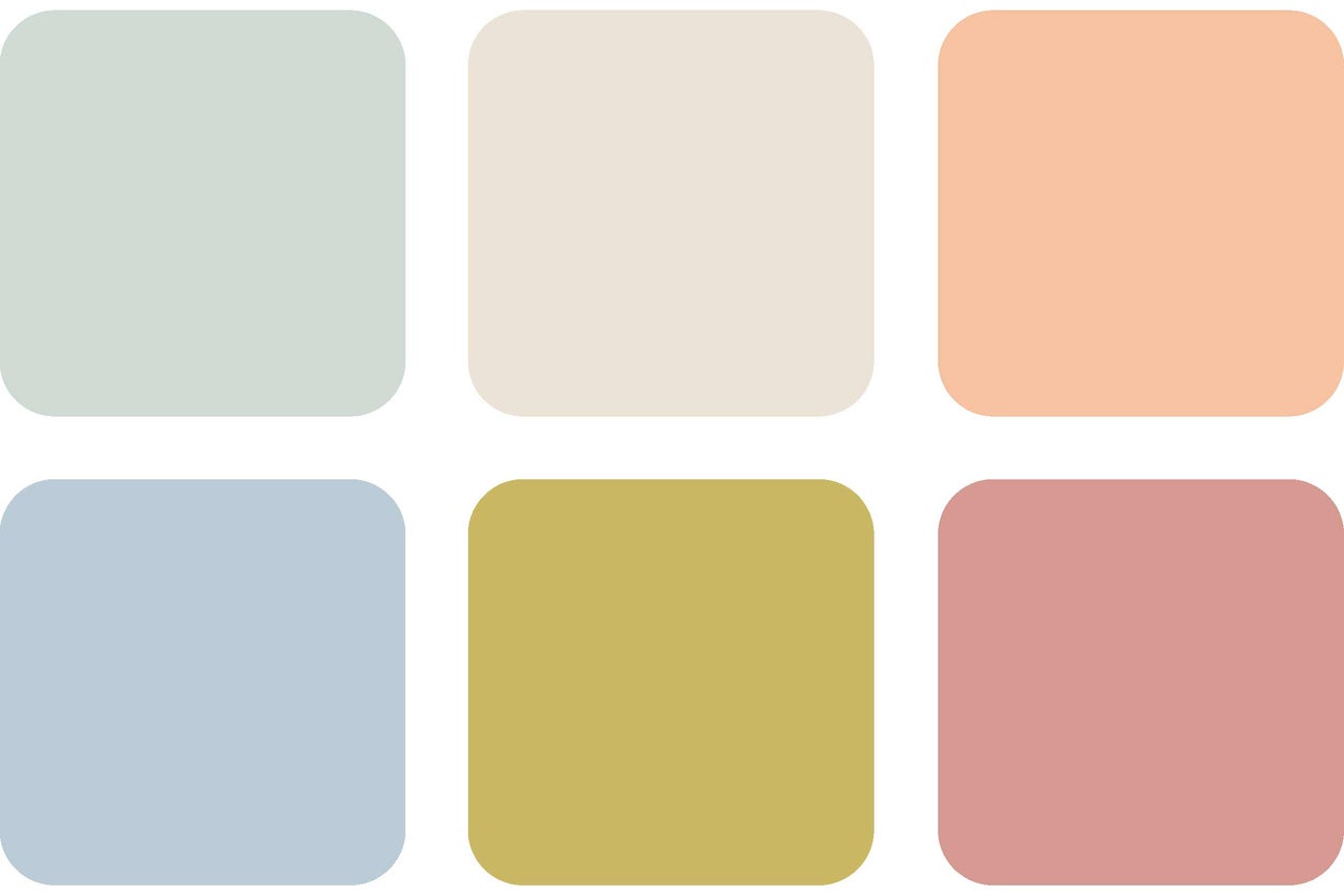 Farbpalette mit sechs Farbfeldern