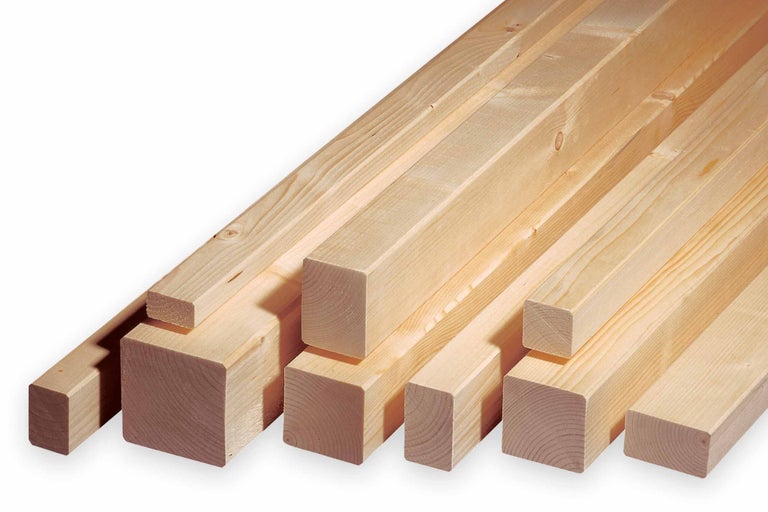 Lattes en bois de conifères en coupe transversale