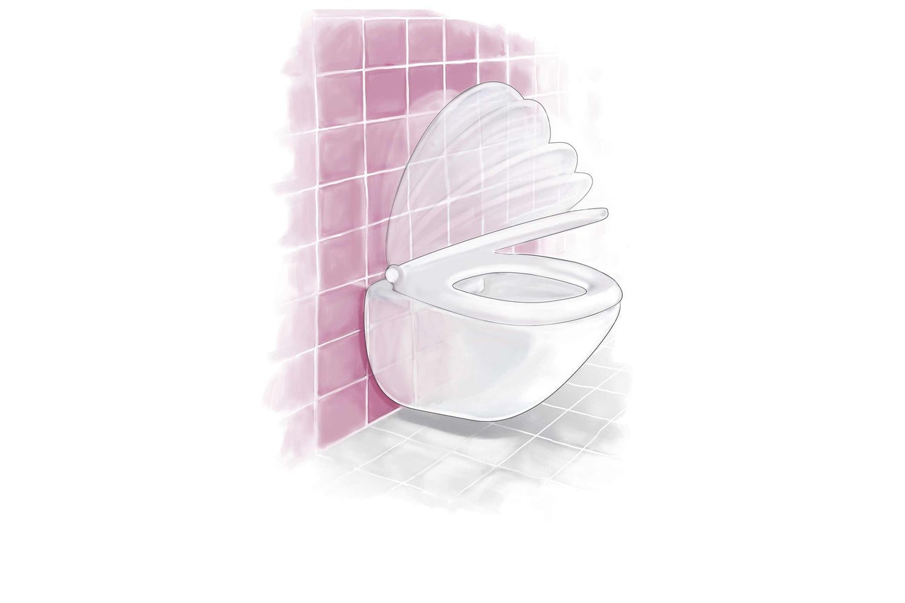 Wand-WC aus Keramik mit offenem Spülrand und WC-Sitz