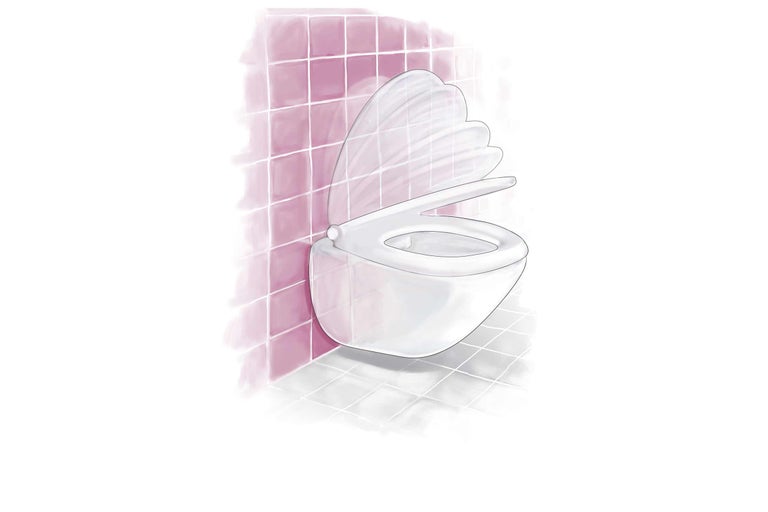 WC suspendu en céramique avec bride ouverte et siège de WC