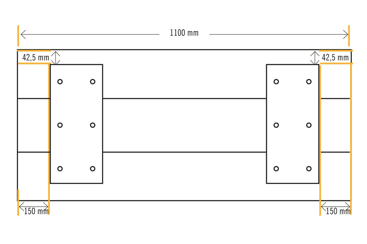 Dessin technique d'une construction en bois avec des mesures