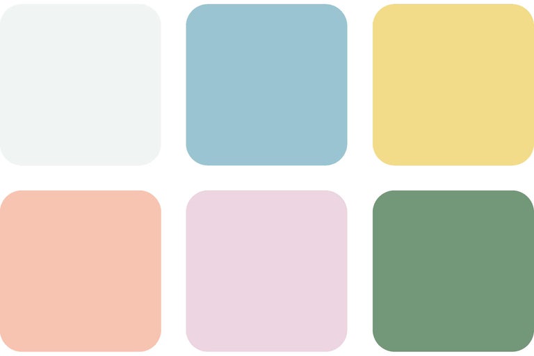 Nuancier avec six couleurs différentes