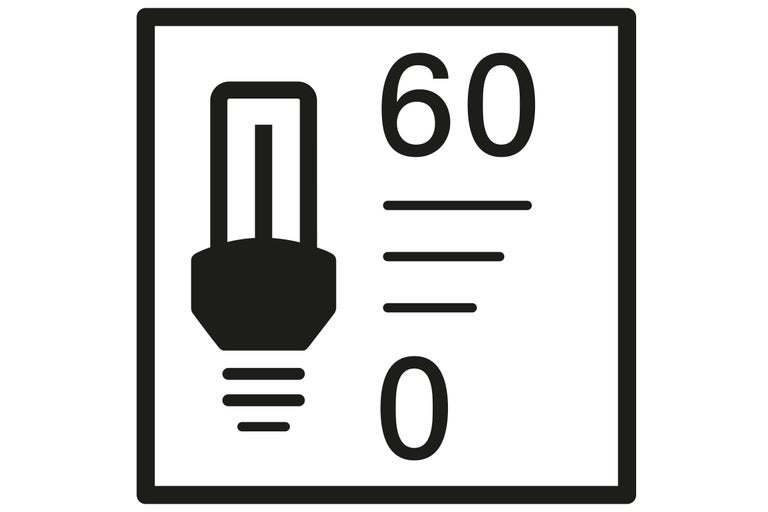 Glühbirnensymbol für maximale Leistung in Watt