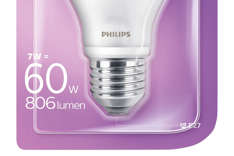 Philips Logo, E27 Sockel Glühbirne mit 806 Lumen