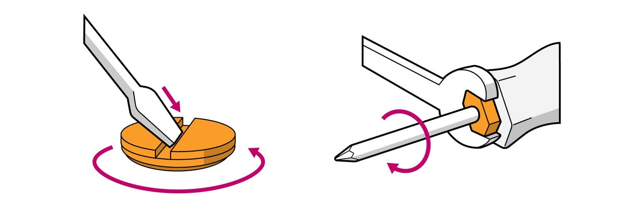Illustration: Werkzeug dreht Schraube und Mutter